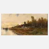 Georg Fischhof, Holländische Landschaft, Öl auf Leinwand