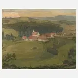 Frank (?), Dorf im Mittelgebirge, 1933, Öl auf Leinwand