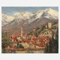 G. Gause, Blick auf Meran in Tirol, Öl auf Leinwand