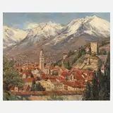 G. Gause, Blick auf Meran in Tirol, Öl auf Leinwand