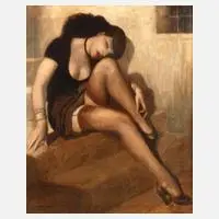Marcel René Herrfeldt, Pin-up-Girl, Öl auf Leinwand