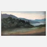 Georg von Hoesslin, Mystische südliche Landschaft, Öl auf Leinen auf Karton kaschiert