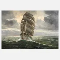 Horst P. Horst, Fregatte im Wind, Öl auf Leinwand