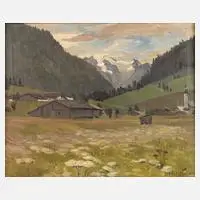 Hermann Huber, Blick auf die Stubaier Gletscher, Öl auf Leinwand