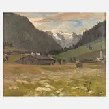Hermann Huber, Blick auf die Stubaier Gletscher, Öl auf Leinwand
