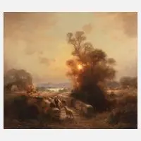 Günter König, Romantische Abendlandschaft, Öl auf Leinwand