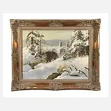 Fritz Laube, "Keiler" in Winterlandschaft, Öl auf Leinwand