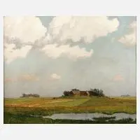 Piel auf einer Hallig by Paul Lehmann-Brauns, Öl auf Leinwand, sold Aug 2025