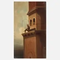 Hedwig Greve, "Aussicht von der Peterskirche", Öl auf Karton