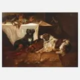Hunde an der Tafel by Ricardo Marin y Llovet, Federvieh, sold Aug 2025