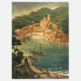 Otto Marker, Ansicht Portofino, Öl auf Sperrholzplatte