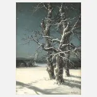 Max Nordt, "WINTERMONDNACHT", Öl auf Malkarton