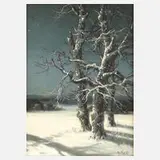 Max Nordt, "WINTERMONDNACHT", Öl auf Malkarton