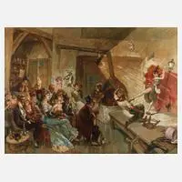 Hermann Prediger, Cabaret "Lapin Blanc Paris", Öl über Kohlevorzeichnung auf Leinwand