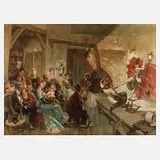 Hermann Prediger, Cabaret "Lapin Blanc Paris", Öl über Kohlevorzeichnung auf Leinwand