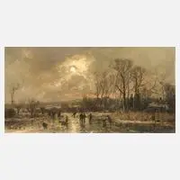 Adolf Stademann, Eisvergnügen, Öl auf Leinwand und Keilrahmen