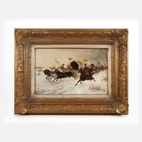 "Goldtransport in Sibirien" by Adolf Baumgartner-Stoiloff, Öl auf Holz, sold Aug 2025