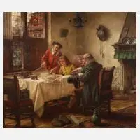 Holländisches Kaufmannskontor by Fritz Wagner-Hohenberg, Öl auf Leinwand, sold Aug 2025
