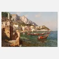 Einrico Gargiulo, Marina Grande auf Capri, Öl auf Leinwand