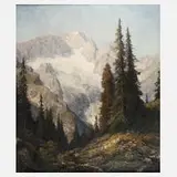 Otto Eduard Pippel, Blick durchs Höllental zur Zugspitze, Öl auf Leinwand