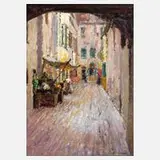 Max Arthur Stremel, Gasse in Venedig, 1909, Öl auf Leinen auf Karton kaschiert
