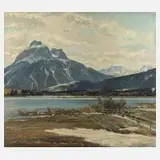 Johann Paul Walch, Vorfrühling in den Alpen, Öl auf Leinwand und Keilrahmen
