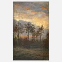 Impressionist des Fin du Siècle, Abendliche Bäume, Öl auf Leinen auf Karton kaschiert