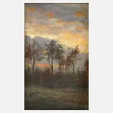 Impressionist des Fin du Siècle, Abendliche Bäume, Öl auf Leinen auf Karton kaschiert