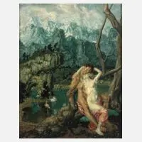 Theodor Baierl, Sich küssendes Paar im Jugendstil, Öl auf Holz