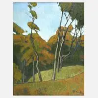 "Landschaft" by Arvydas Kašauskas, 2002, Öl auf grober Leinwand, sold Aug 2025