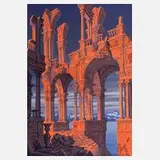 Jos Huber, "Roter Palast", Acryl und Öl auf Leinwand und Hartfaser