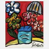 Peter Keil, "Blumengruß aus Hamburg", Acryl auf Karton