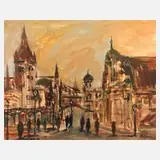 Fred Nömeier, Münchner Szene, Öl auf Leinwand und Keilrahmen
