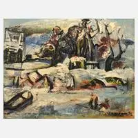 André Planson, Winterliche Landschaft, Öl auf Malkarton