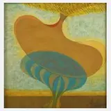 Otto Schwertl, "Nur ein Tropfen", 1982, Öl über Bleistift auf Pressspanplatte