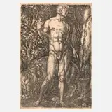 Heinrich Aldegrever, Adam mit Löwen, Kupferstich