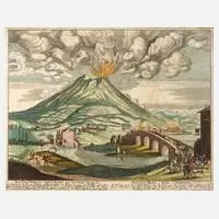 Martin Engelbrecht, Der ausbrechende Vesuv 1631, Zeichnung
