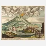 Martin Engelbrecht, Der ausbrechende Vesuv 1631, Zeichnung