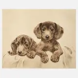 Kurt Meyer-Eberhardt, Zwei Hundewelpen, Radierung auf Büttenkarton