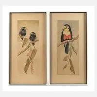 Fritz Neumann, Zwei Vogeldarstellungen, Farbaquatintaradierungen