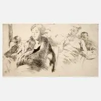 Emil Orlík, "Im Konzert", Radierung mit leichten Plattenton