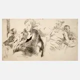 Emil Orlík, "Im Konzert", Radierung mit leichten Plattenton