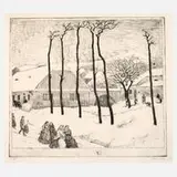 Emil Orlík, "Winter in Oslawan", 1915, Radierung auf leichtem Karton