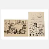 Emil Orlík, Paar maritime Motive, Lithographien