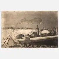 Paul Wunderlich, "Hafen, Hamburg", Aquatinta und Strichätzung auf Velin