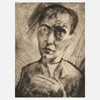Fritz Schaefler, "Selbstbildnis II.", Radierung auf Karton
