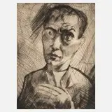 Fritz Schaefler, "Selbstbildnis II.", Radierung auf Karton