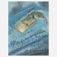 Günter Grass, "Der Trick mit dem Speck...", Aquarell