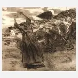 Käthe Kollwitz, "Losbruch", 1902, Kaltnadel