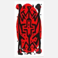 A. R. Penck, "Standart hoch", Farbserigraphie auf Bütten